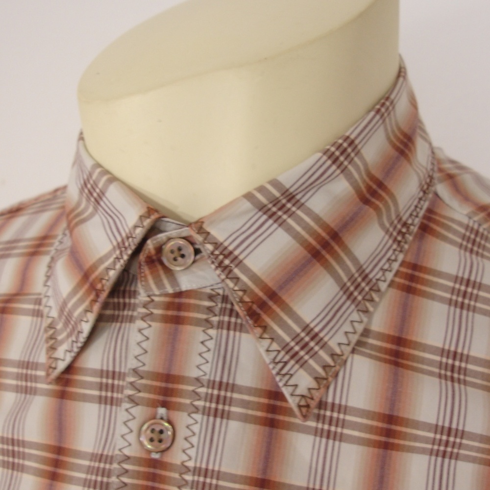 JOHN VARVATOS STAR USA PLAIDS WESTERN SHIRT M - Picture 4 of 8